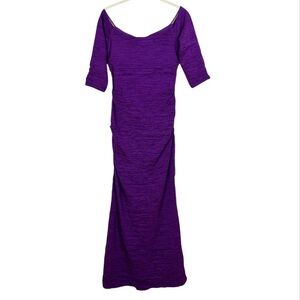 Alex Evenings Dress Long Maxi Purple Gathered Back Size 6